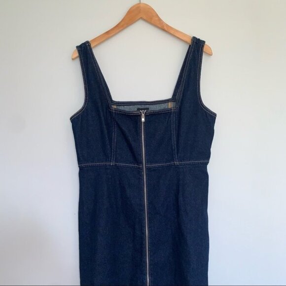 BDG Urban Outfitters Denim Zip Up Mini Dress Tank Blue Denim Size 10 US - Picture 4 of 10